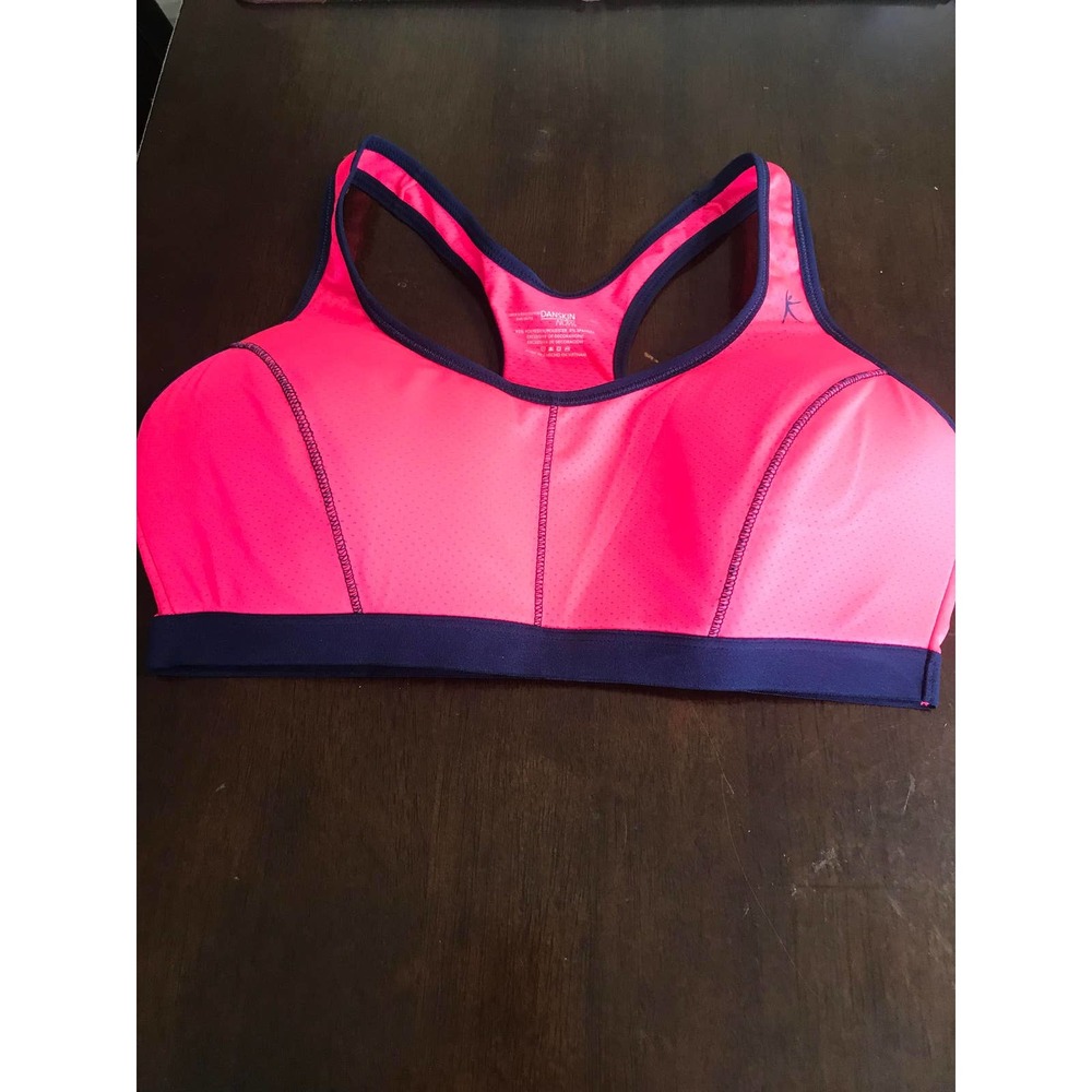 DANSKIN NOW Neon  Pink and Midnight Blue Sports Bra   L/G